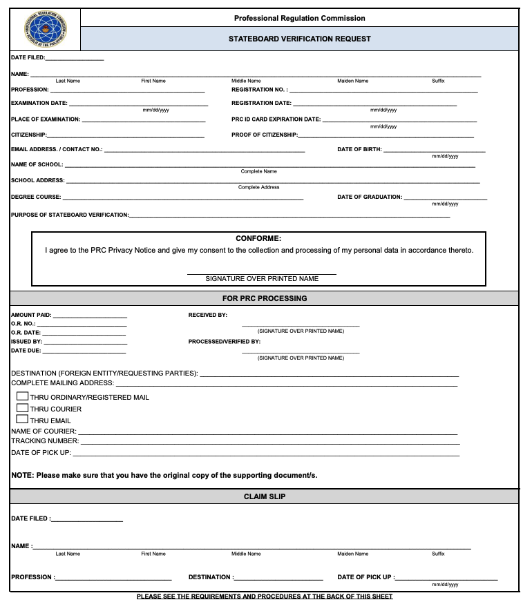 prc stateboard verification slip - apostille pinoy