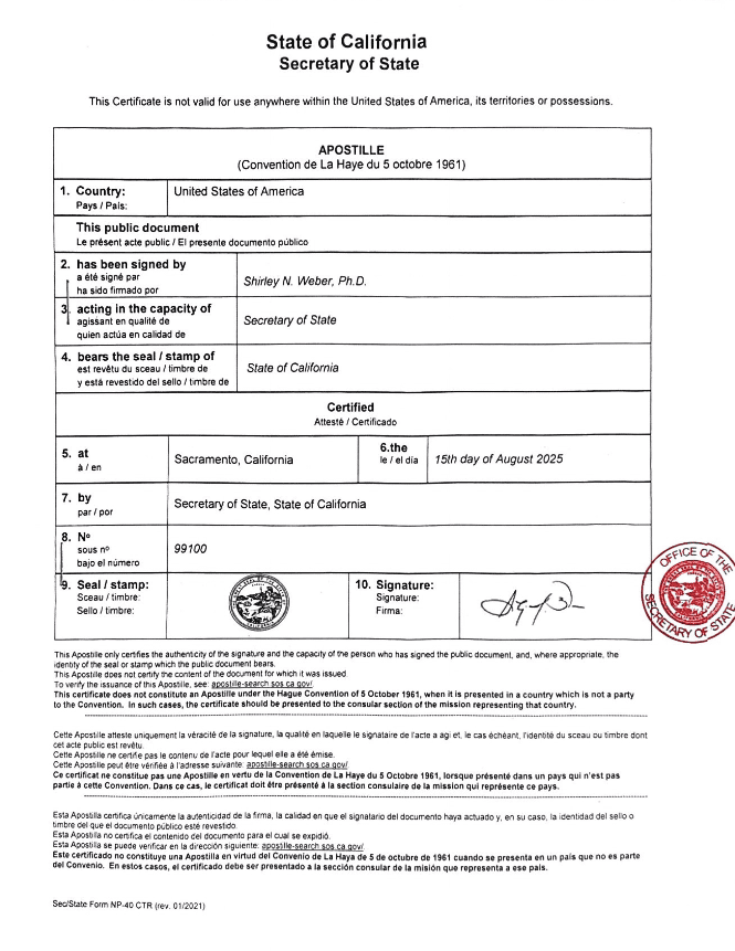 California Apostille Certificate [Apostille Pinoy]